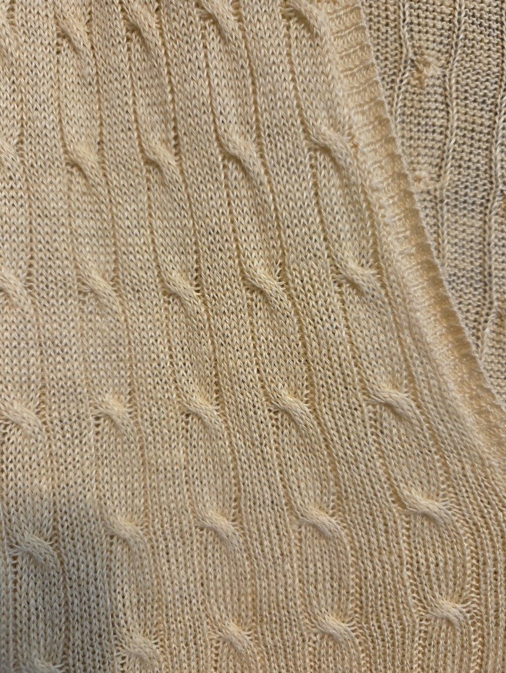 J. Crew Cable Knit Linen V-Neck Sweater Vest Y2K Vintage Butter Yellow Size S - Picture 5 of 5